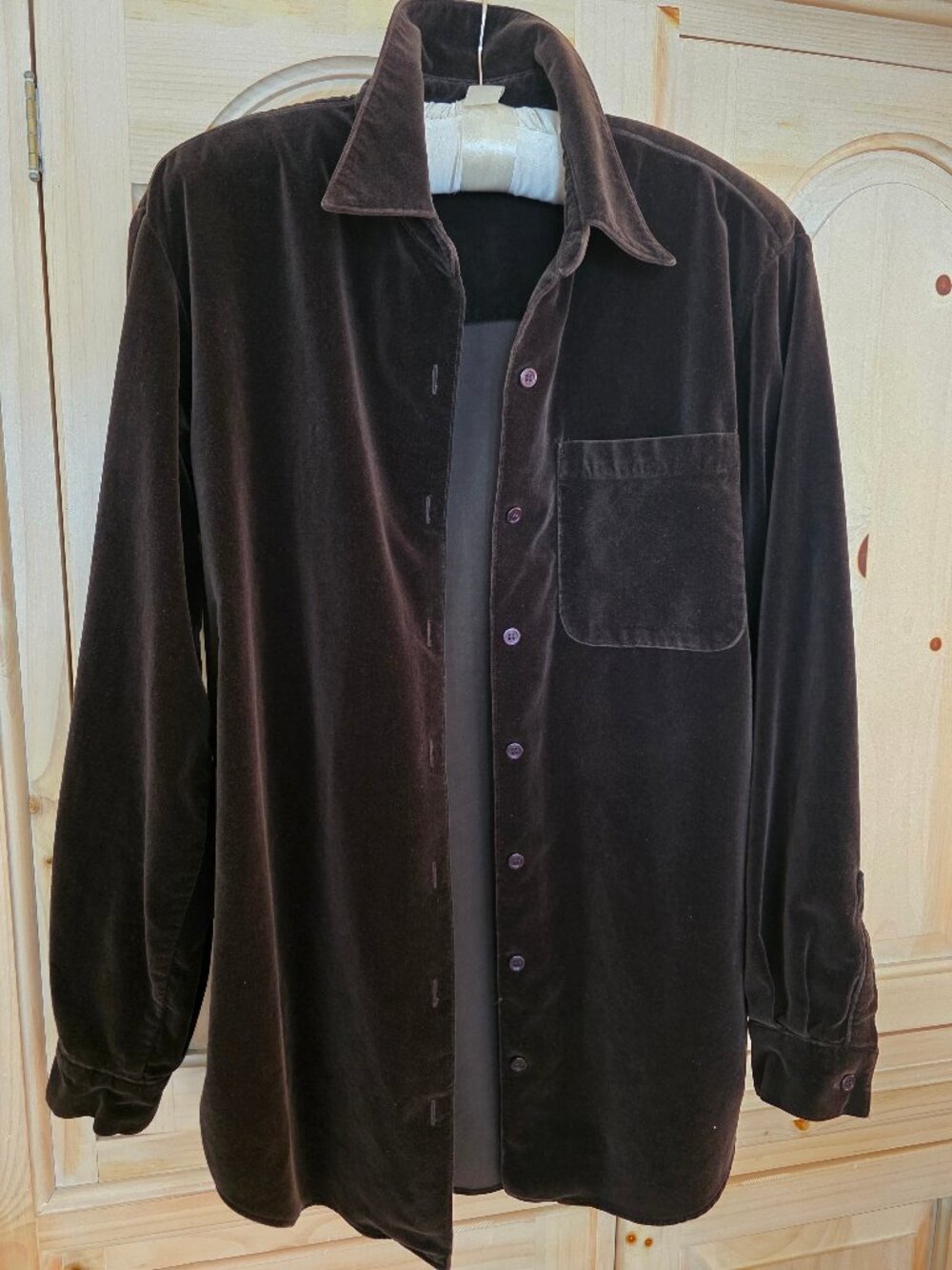 Vintage 90s Lizsport Liz Claiborne Brown Velour Oversized Shirt Jacket Medium